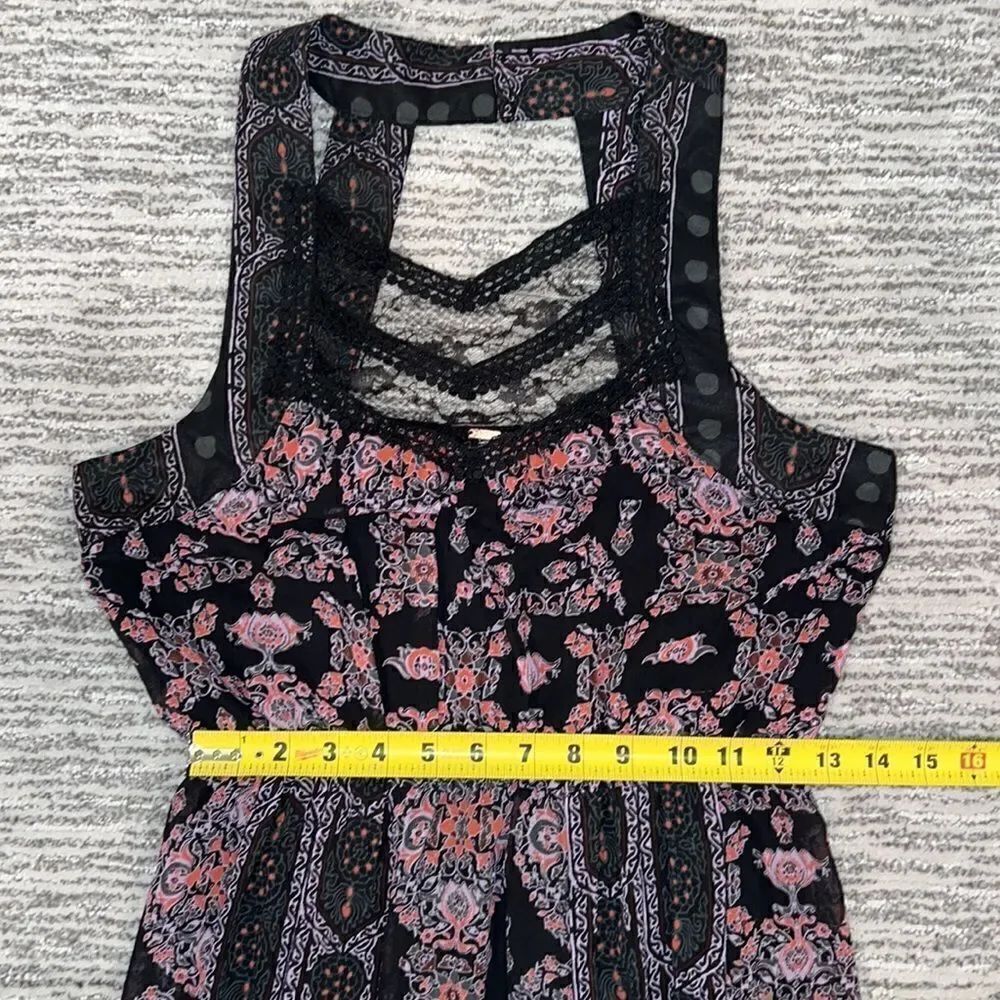 NWT Free People Moroccan Black Printed Lace Yoke Maxi Dress 4 - Picture 9 of 13